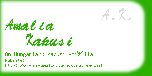 amalia kapusi business card